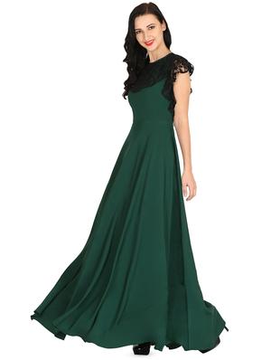 contrast cape sleeved flared gown - 16504561 - Standard Image - 2