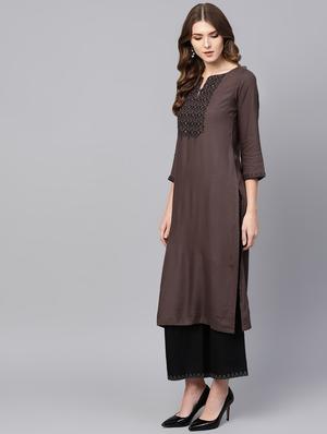 embroidered straight kurta - 16504821 - Standard Image - 2