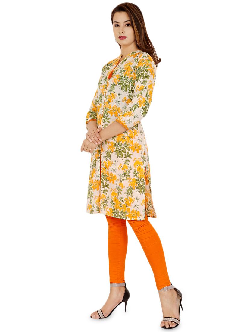 floral printed straight kurta - 16505125 - Zoom Image - 2