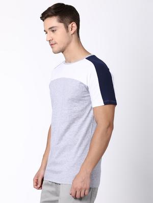 grey color block cut & sew t-shirt - 16505576 - Standard Image - 2