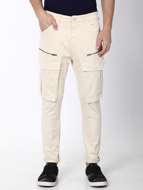 off white solid cargo trouser - 16505677 - Standard Image - 1