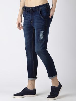 blue light washed ripped denim jeans - 16505807 - Standard Image - 2