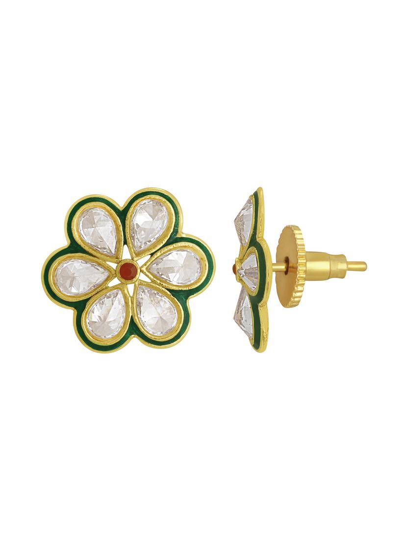 gold metal studs earring - 16506432 - Zoom Image - 2