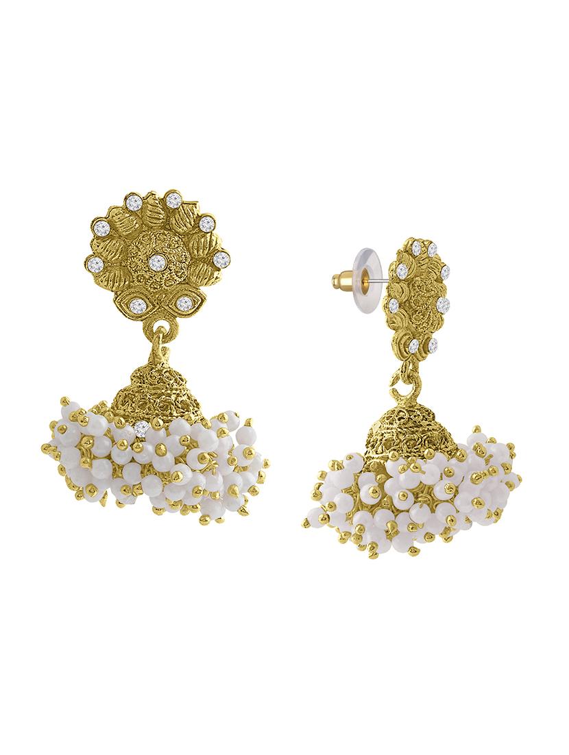 gold metal jhumka earring - 16506666 - Zoom Image - 2