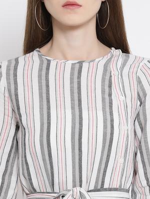 tie knot striped a-line dress - 16506756 - Standard Image - 5