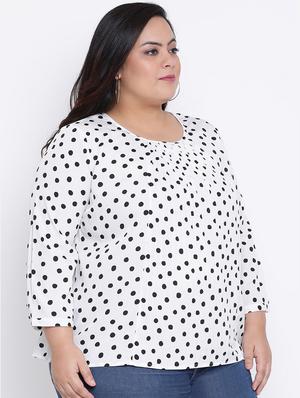 pleated polka dots plus top - 16506799 - Standard Image - 2