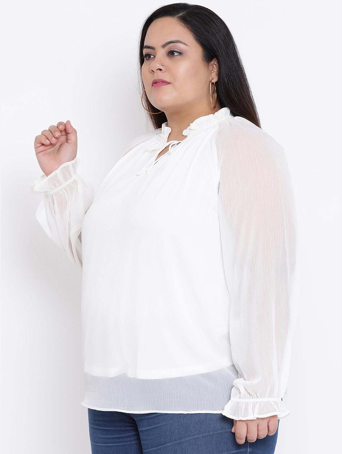 tie knot frill trim plus top - 16506808 - Zoom Image - 2