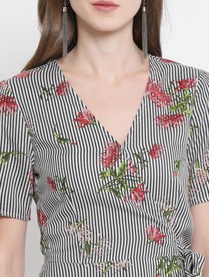 tie knot overlap neck floral top - 16506814 - Standard Image - 5