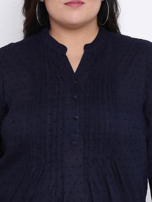 mandarin neck pleated plus tunic - 16506842 - Standard Image - 5