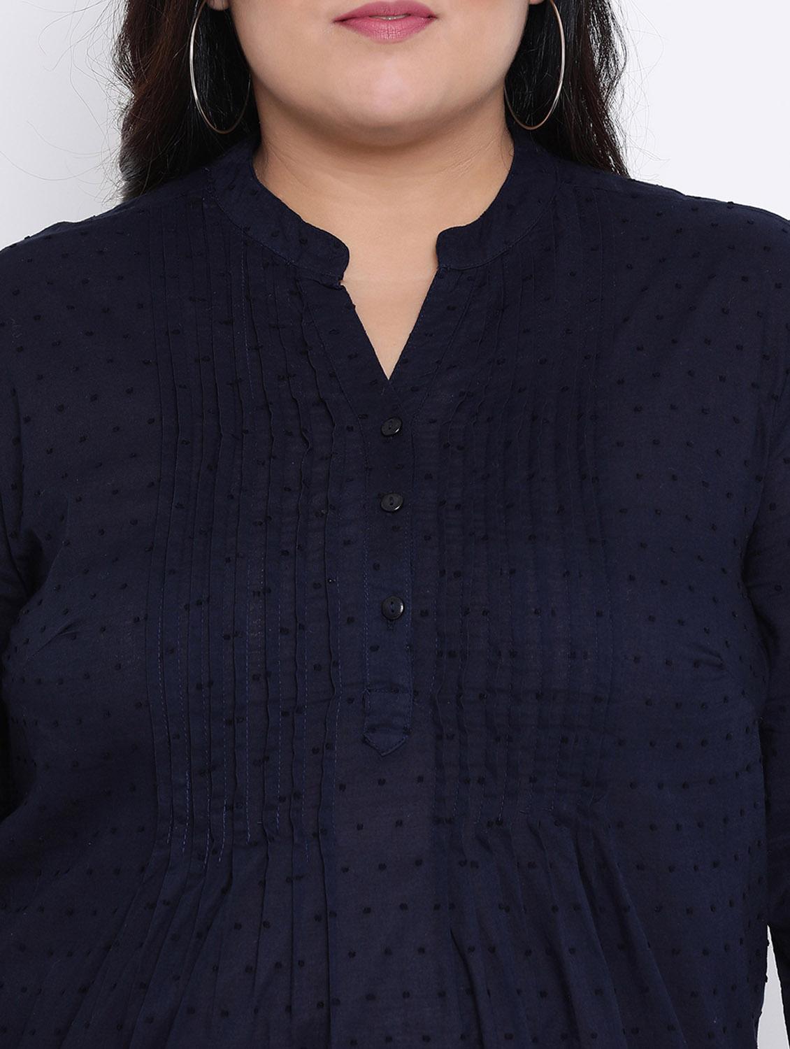 mandarin neck pleated plus tunic - 16506842 - Zoom Image - 5