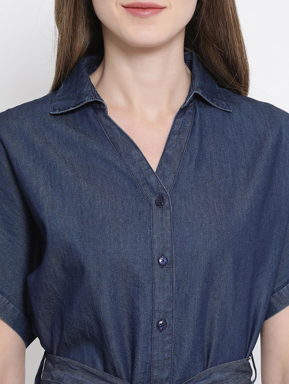 tie knot front denim tunic - 16506848 - Zoom Image - 5