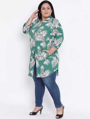 concealed placket curved hem plus shirt - 16506853 - Standard Image - 2