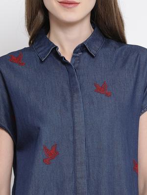 concealed placket embroidered tunic - 16506859 - Standard Image - 5