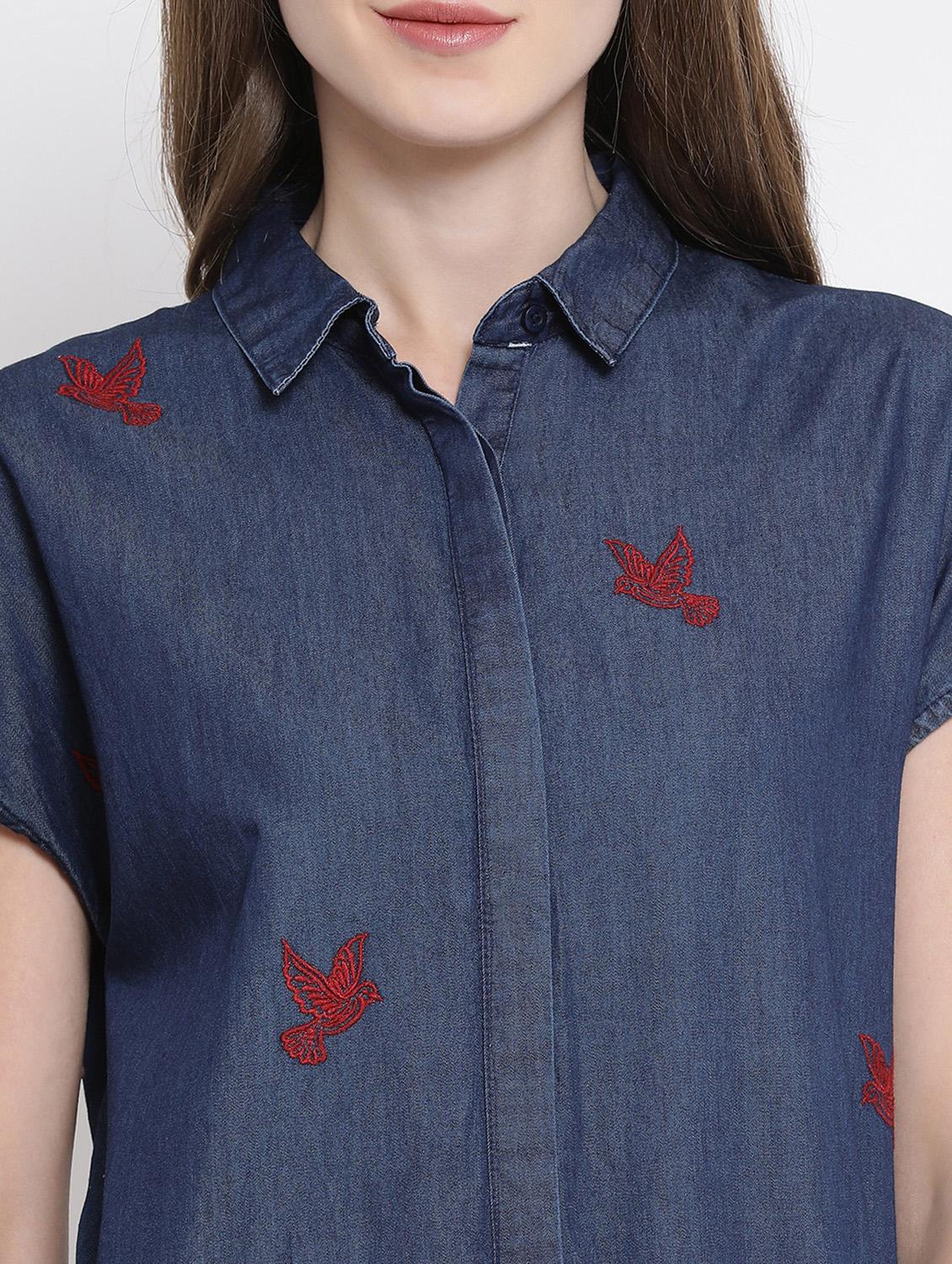 concealed placket embroidered tunic - 16506859 - Zoom Image - 5