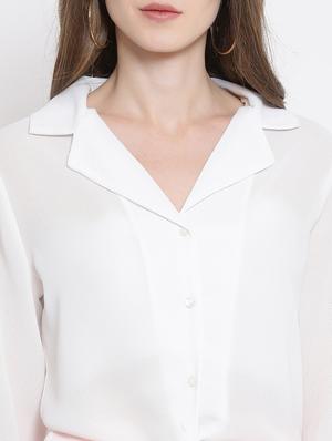 knotted hem solid shirt - 16506863 - Standard Image - 5