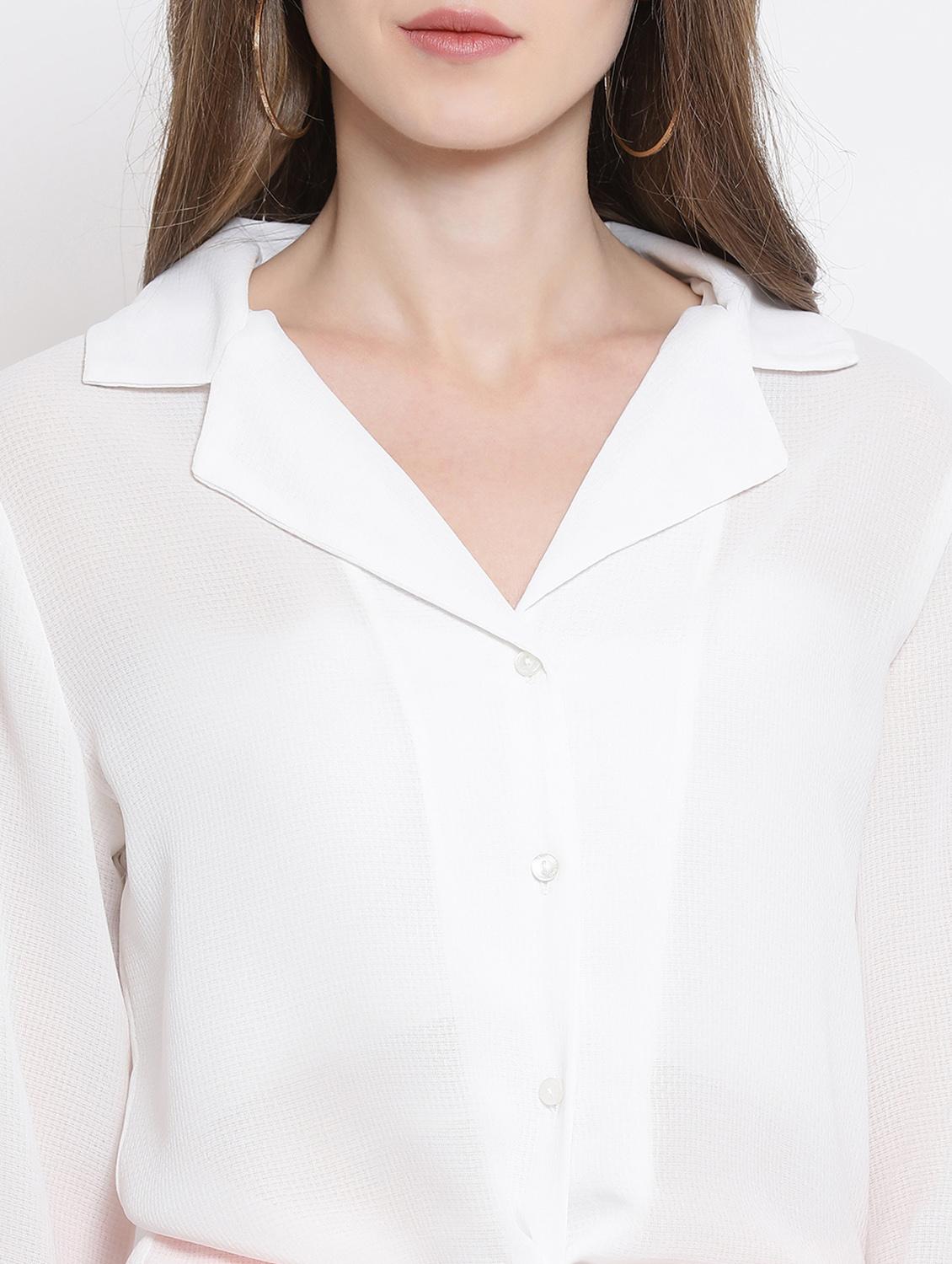 knotted hem solid shirt - 16506863 - Zoom Image - 5