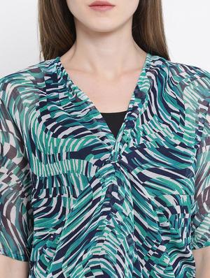 v neck geometric print coverup - 16506914 - Standard Image - 5