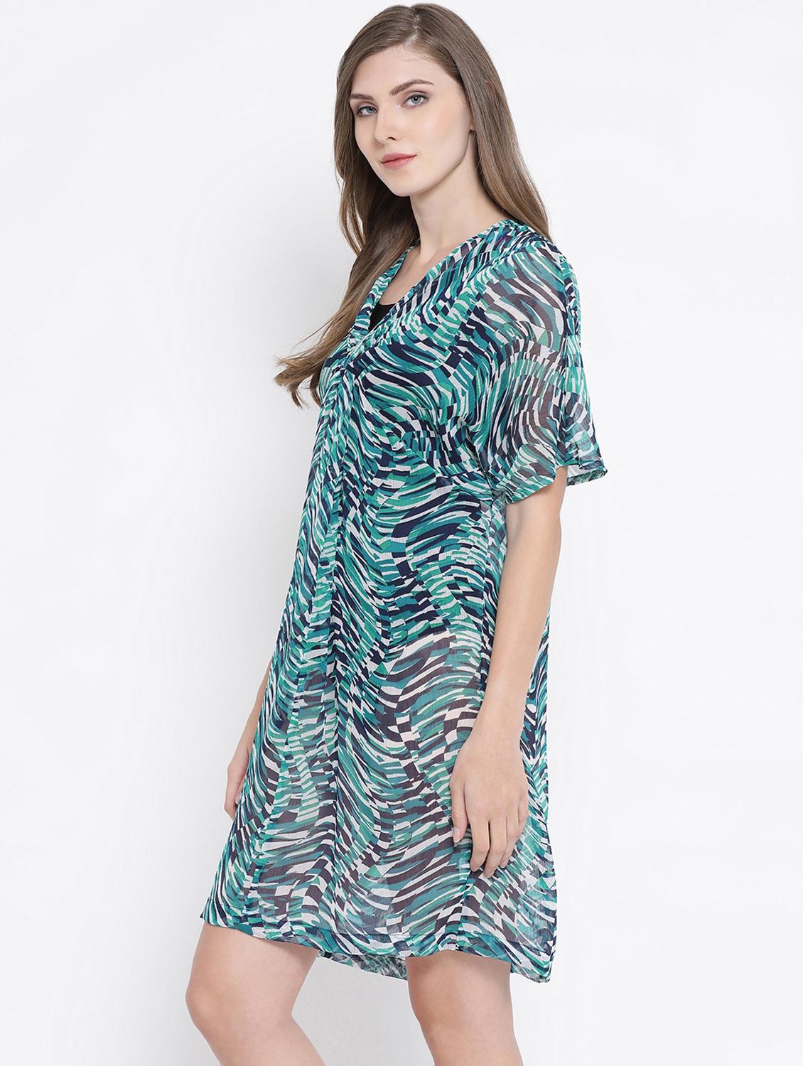 v neck geometric print coverup - 16506914 - Zoom Image - 2