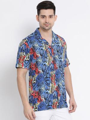 blue printed casual shirt - 16507023 - Standard Image - 2