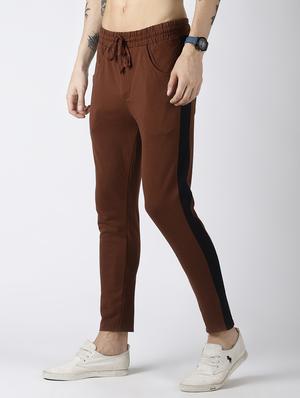 brown side striped full length track pant - 16507506 - Standard Image - 2