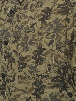olive green floral print casual shirt - 16508636 - Standard Image - 5