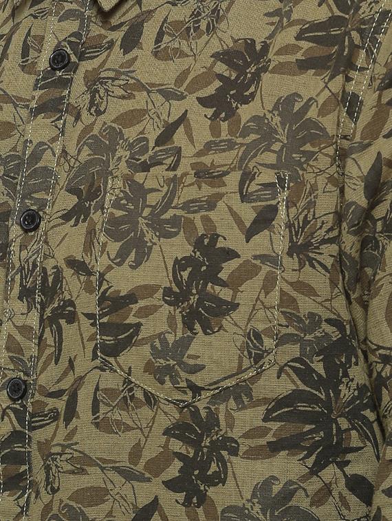olive green floral print casual shirt - 16508636 - Zoom Image - 5