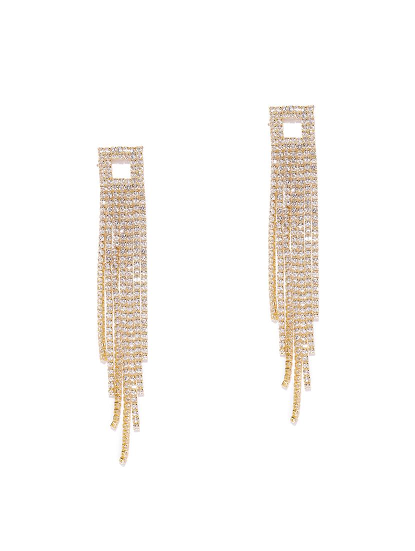 gold brass drop earring - 16509192 - Zoom Image - 2