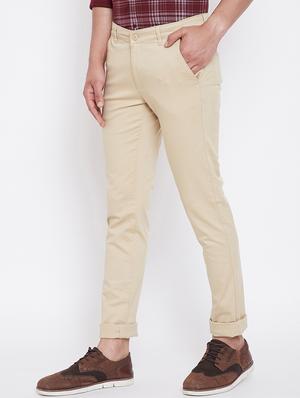 beige solid chinos - 16509400 - Standard Image - 2