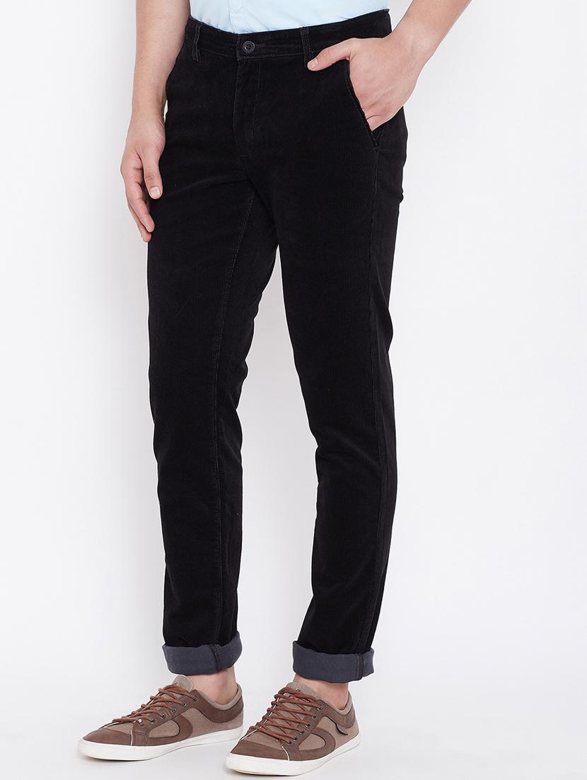 brown solid corduroy casual trouser - 16509404 - Zoom Image - 2