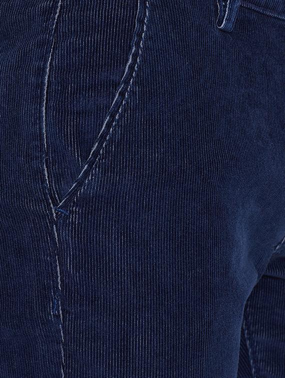 navy blue solid corduroy casual trouser - 16509407 - Zoom Image - 5