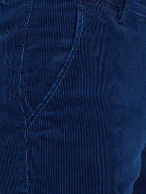 blue solid corduroy casual trouser - 16509408 - Standard Image - 5