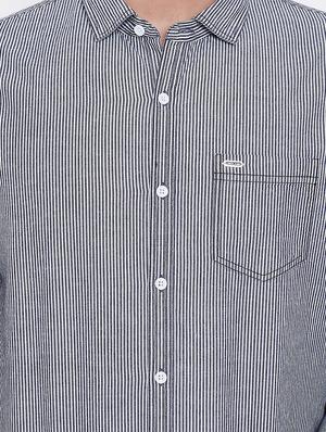 grey denim striped casual shirt - 16509420 - Standard Image - 5