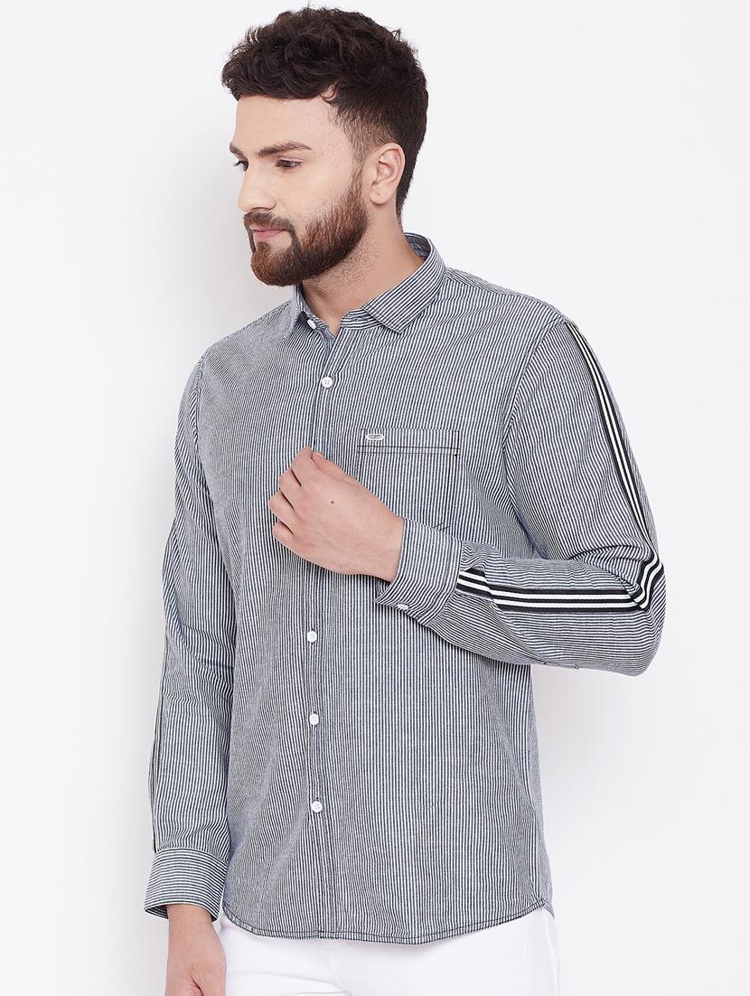 grey denim striped casual shirt - 16509420 - Zoom Image - 2