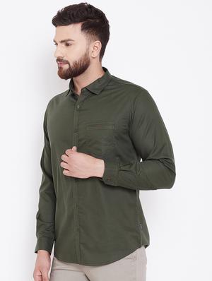 green solid casual shirt - 16509427 - Standard Image - 2