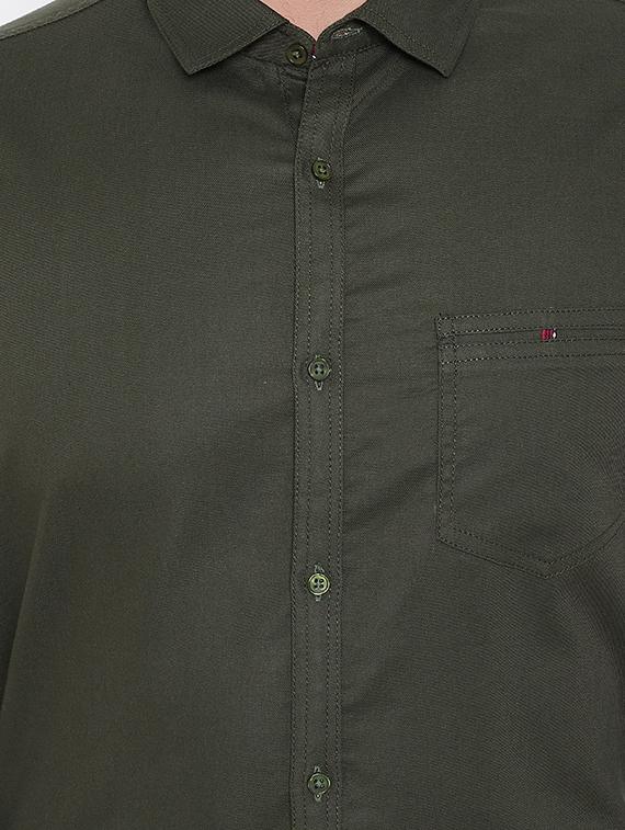 green solid casual shirt - 16509427 - Zoom Image - 5