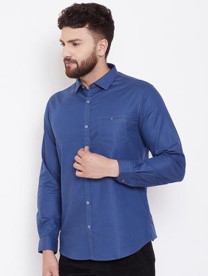 blue solid casual shirt - 16509428 - Standard Image - 2