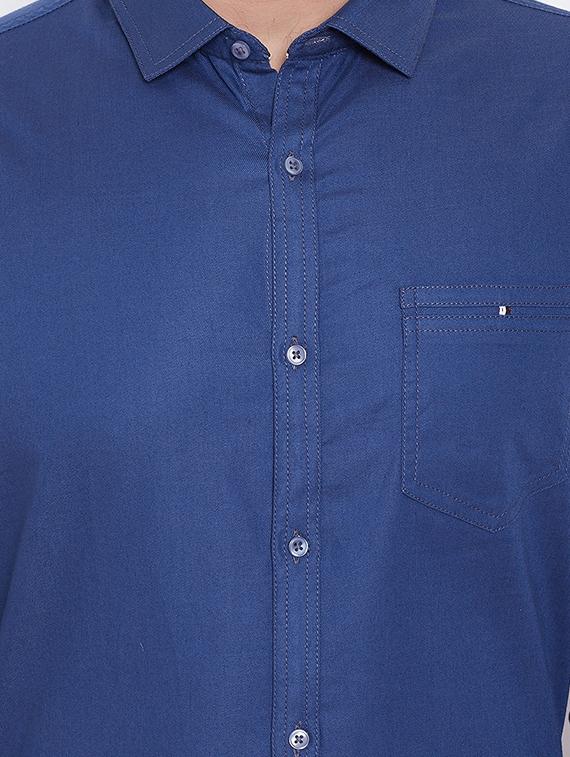 blue solid casual shirt - 16509428 - Zoom Image - 5
