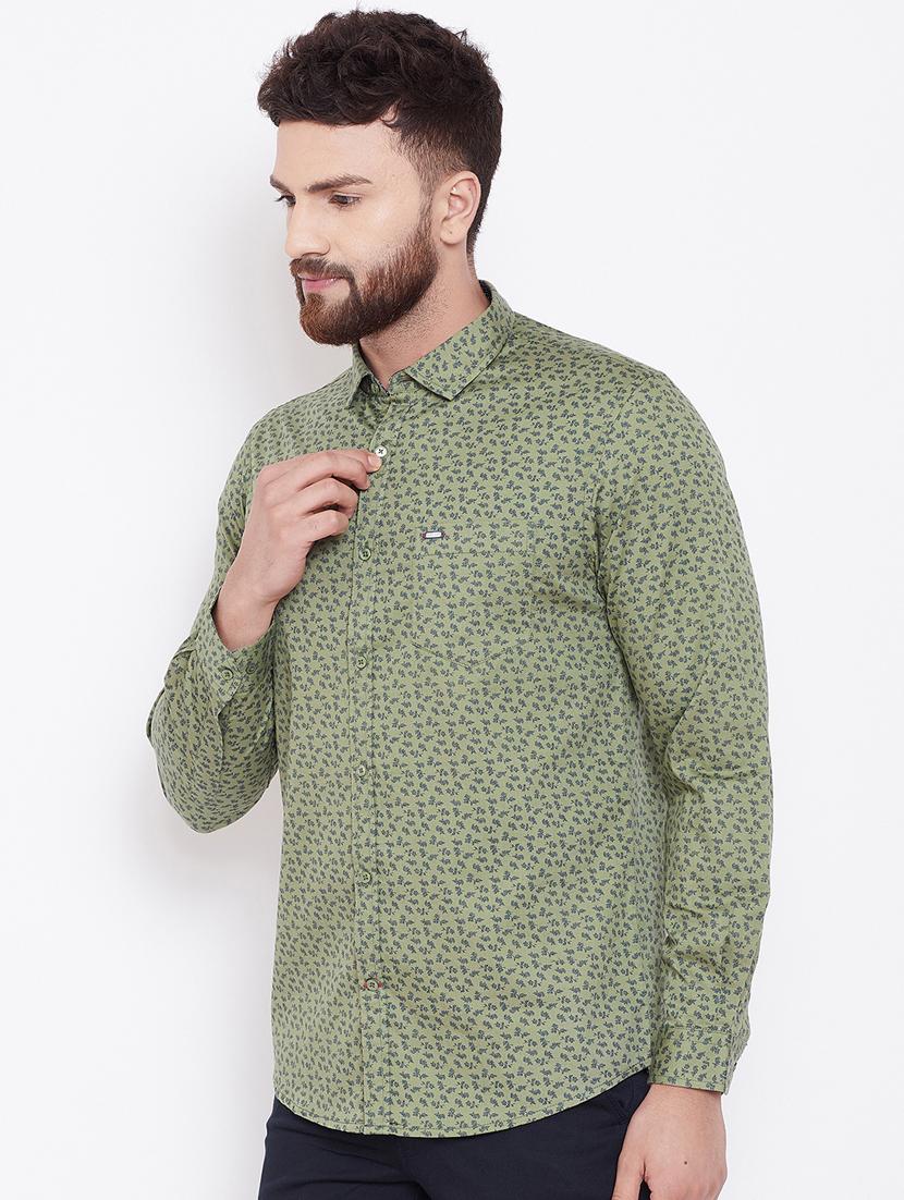 green printed casual shirt - 16509437 - Zoom Image - 2