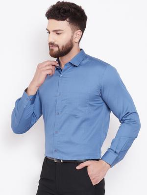 blue self design formal shirt - 16509445 - Standard Image - 2