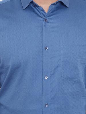 blue self design formal shirt - 16509445 - Standard Image - 5
