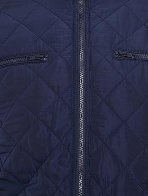 navy blue solid quilted jacket - 16509455 - Standard Image - 5