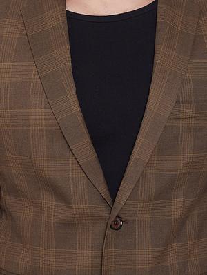 brown single breasted checkered casual blazer - 16509459 - Standard Image - 5