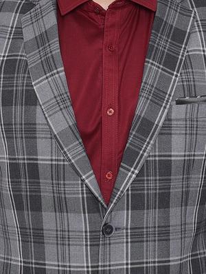 grey single breasted checkered casual blazer - 16509461 - Standard Image - 5