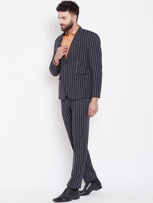 navy blue single breasted striped suit - 16509462 - Standard Image - 2