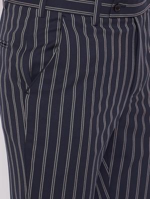 navy blue single breasted striped suit - 16509462 - Standard Image - 5