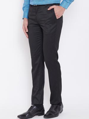 black solid flat front formal trouser - 16509466 - Standard Image - 2