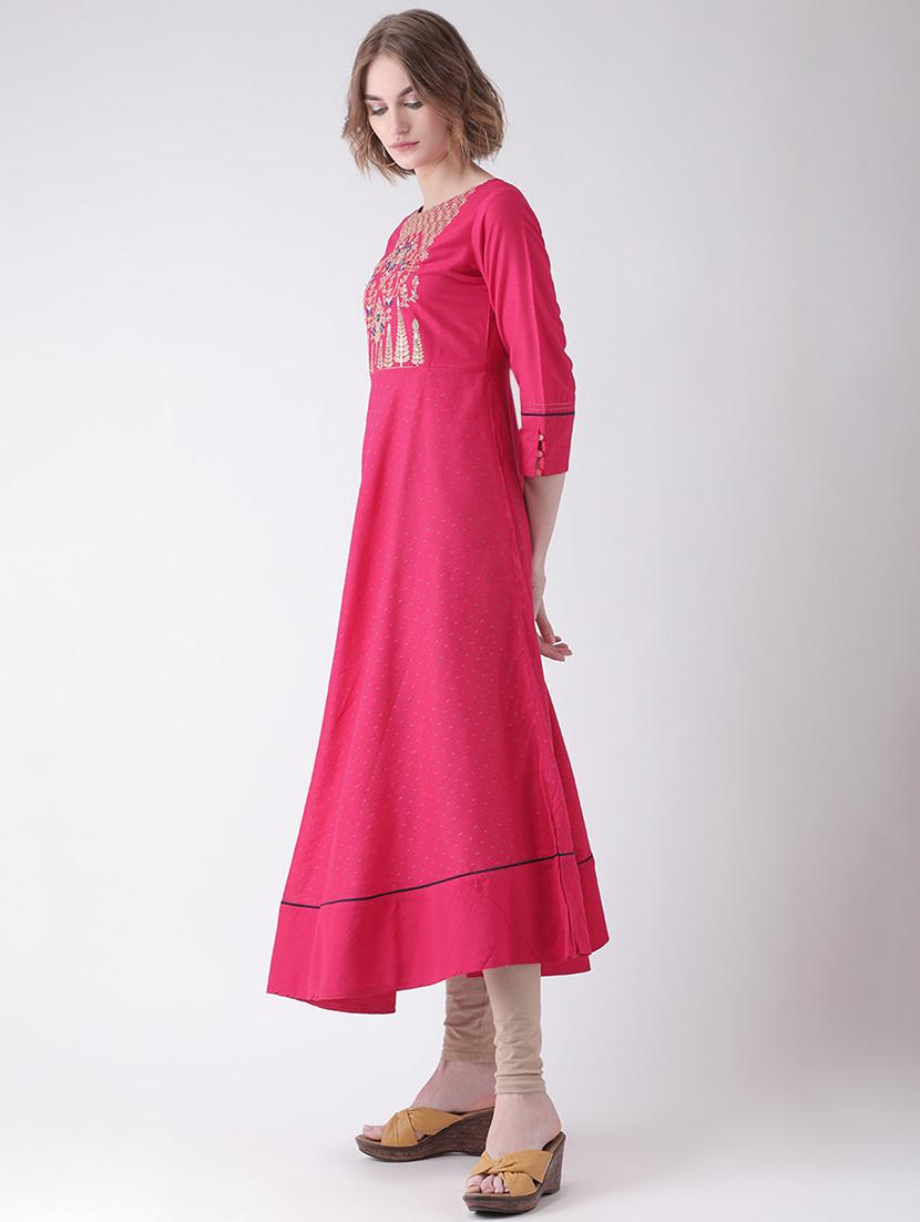 embroidered silk straight kurta - 16511014 - Zoom Image - 2