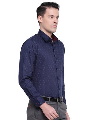 navy blue printed formal shirt - 16511353 - Standard Image - 2