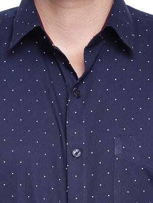 navy blue printed formal shirt - 16511353 - Standard Image - 5
