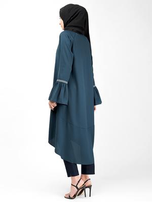 lace insert flute sleeved hijab dress - 16512933 - Standard Image - 2